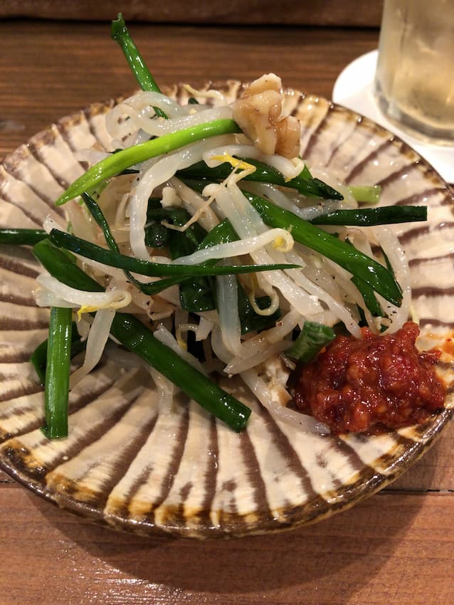 もやしと長ネギとクルミのナムル