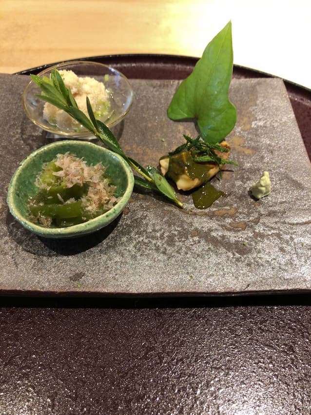 ハモの子、万願寺とうがらし、アワビ