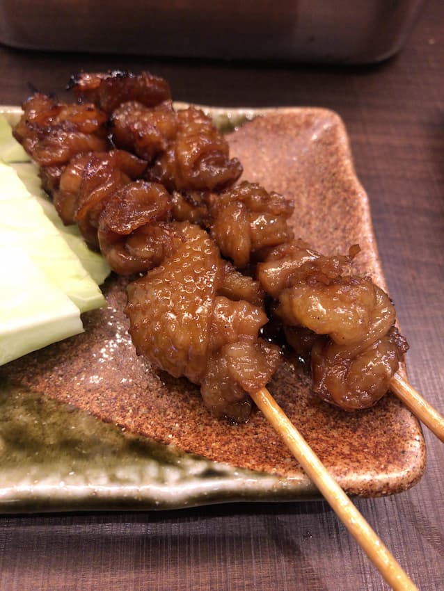 鶏皮タレ漬け焼き