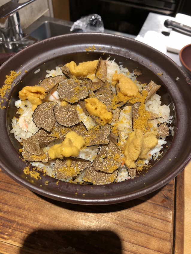 うにとトリュフとカニの炊き込みご飯